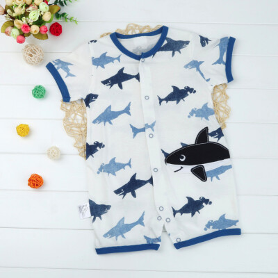 

Newborn Infant Baby Girl Boys Short-Sleeve Shark Romper Jumpsuit Clothes