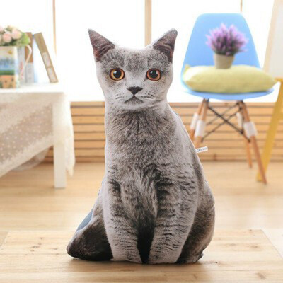 

Siaonvr 1 pc 50cm Stuffed 3D Simulation Cat Pillow 4 Styles Funny Gray Cat Toy Lovely