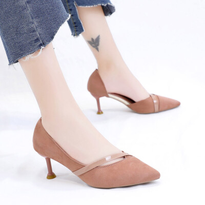 

Rose Womens Fashion Pointed Toe High Heels Women Wild Stiletto Suede Hollow Sandals