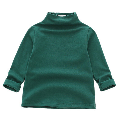 

Warm Children Girls Fashion Casual All-match Solid Color Long Sleeves Turtleneck Cotton Bottoming Shirt