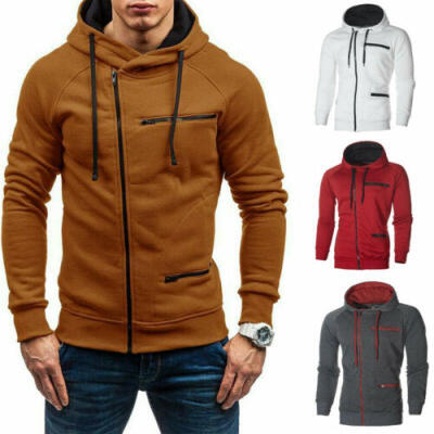 

Men Winter Hoodies Zip PocketCoat Hooded Sweatshirt Outwear Sweater Warm Jacket