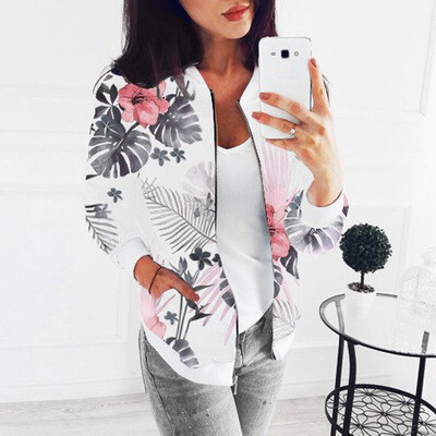 

Toponeto Womens Ladies Retro Floral Printing Zipper Up Jacket Casual Tops Coat Outwear