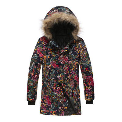 

Mens Jacket Coats Autumn Winter Vintage Printed Warm Pocket Hooded Outwear Plus