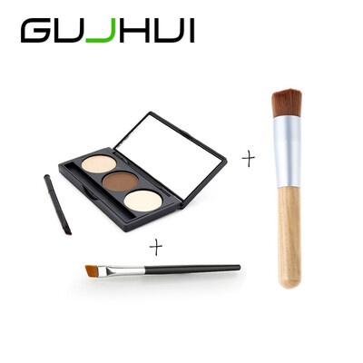 

〖Follure〗2 PCS Cosmetic Blusher Brush3 Colors Brow Powder Palette1 PC Eyebrow Bbrush