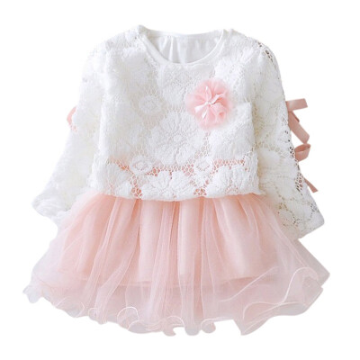 

Newborn Girls Dress Spring Autumn Childrens Long-sleeved Hollow Fashion Princess Dress Baby Girls Clothing 3-24M