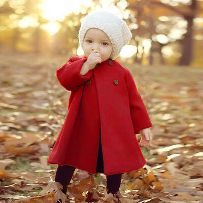 

Autumn Winter Girls Kids Baby Outwear Cloak Button Jacket Warm Coat Clothes