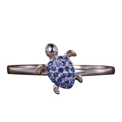 

Fashion Rhinestone Inlaid Turtle Rings For Women Wedding Band Vintage Animal Tortoise Ring Ocean Beach Jewelry Gift