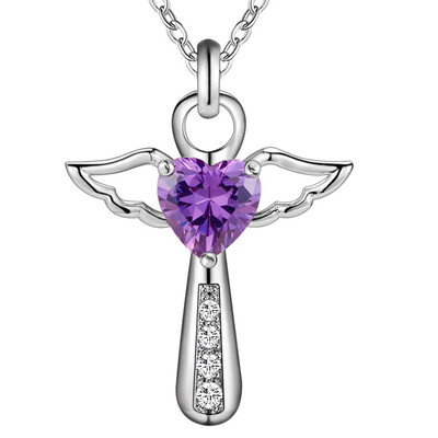 

Rinhoo 925 Sterling Shiny Crystal Cherry Blossom Flower Necklace Elegant Zircon Cross Heart Necklace Women Wedding Jewelry Gifts