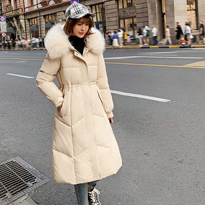 

Toponeto Fashion Outerwear Long Sleeve Hooded Jackets Cotton-padded Pockets Bandage Coats