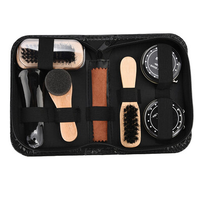 

Siaonvr Shoe Shine Care Kit Polish Cleaning Brushes Sponge Cloth Travel Set With Case