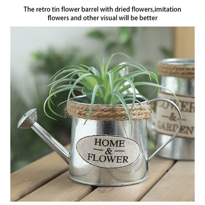 

Gobestart Vintage Metal Iron Barrel Retro Flower Pot Bucket Home Decoration Watering Can