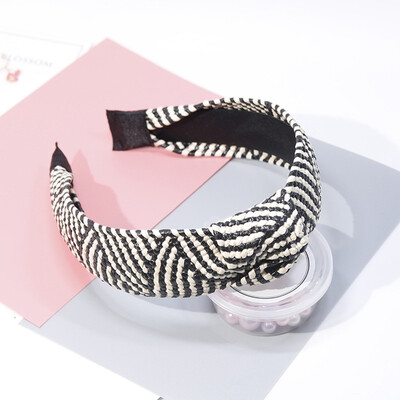 

New Fashion Vintage Bow Knot Cross Hand-Woven Imitate Raffia Holiday Headband Headwear Accessories