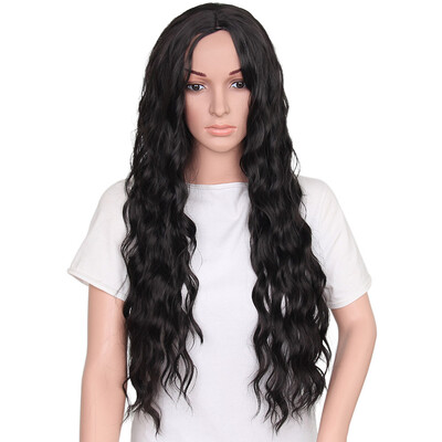 

Gobestart Long Wavy Wig Synthetic Wig Cosplay Wig for Women Heat Resistance Fiber BK