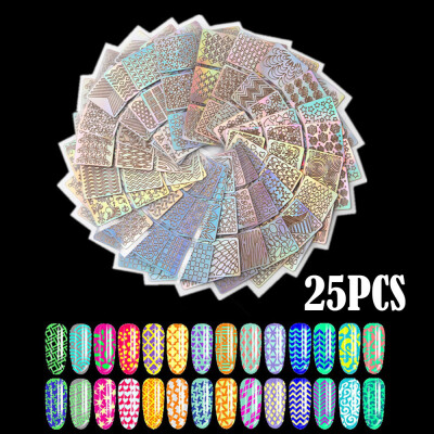 

〖Follure〗25 Sheets New Nail Hollow Irregular Grid Stencil Reusable Manicure Stickers