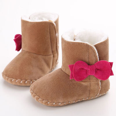 

Fashion Winter Baby Boys Girls Cotton Shoes Plush Warm Bow Snow Shoes Boots For 0-18 Months Baby Moccasins Shoes