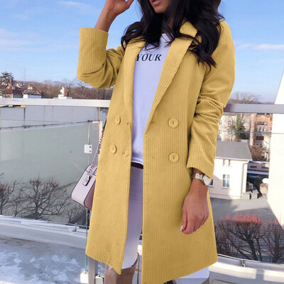 

Toponeto Women Casual Solid Color Turn Down Collar Long Sleeve Long Coat Button Up Coat