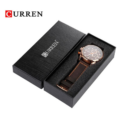 

CURREN Watch Box Cardboard Paper Watch Storage Case Black Exquisite Gift Watch Container