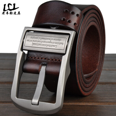 

Explosive mens first layer leather belt Korean version of the leather wild spinning pin buckle belt