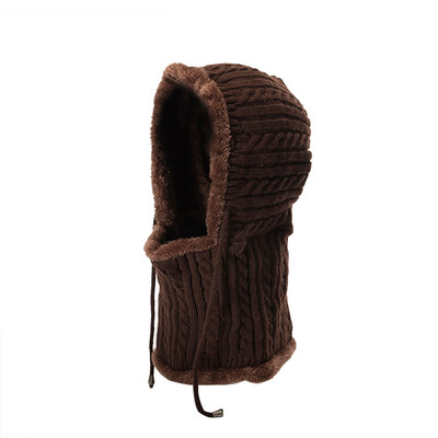 

Tailored Men Women Warm Crochet Winter Plus Velvet Thickening Slouchy Siamese Collar Hat