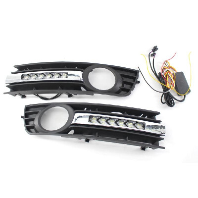 

Front Bumper Fog Light Grilles with Led Turn Signal  & R Mesh Fit for AUDI A4 B6 01-05 Plating