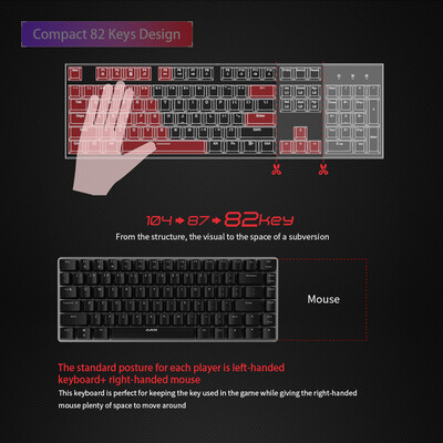 

AJAZZ AK33 Linear Action Mechanical Keyboard Gaming E-sport Keyboard 82 Keys Black Switches USB Wired Anti-Ghosting for PC Noteboo