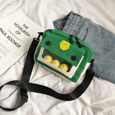 

Cute cute little yellow chicken canvas bag fashion casual Messenger bag 2019 new chic wild hit color shoulder bag