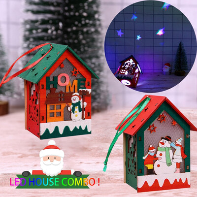 

Siaonvr Small Wooden LED House Lighted Cabin Combo For Party Decoration Christmas Toy