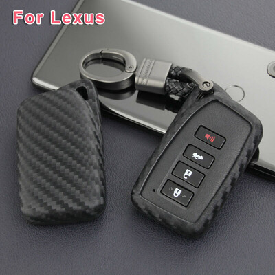 

Carbon Fiber Style Car Key Case Protector Cover Holder Keychain Ring For Lexus