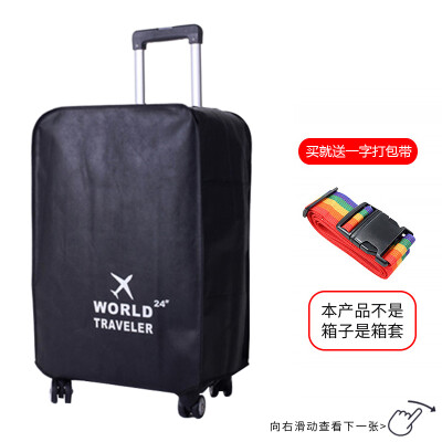 

Banzheni suitcase trolley case protective cover non-woven luggage case protective cover dust-proof rain cover wear-resistant shipping cover no side opening with side pocket black suitable for 24 inch trolley case