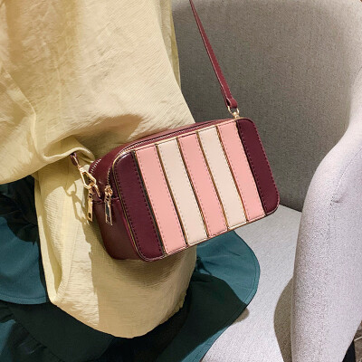 

New contrast color mosaic bag female 2019 new popular Korean version of the wild single shoulder slung fashion casual small square bag