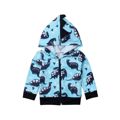 

Baby Boy Warm Cotton Hooded Coat Dinosaur Zipper Outwear Toddler Jacket Costume