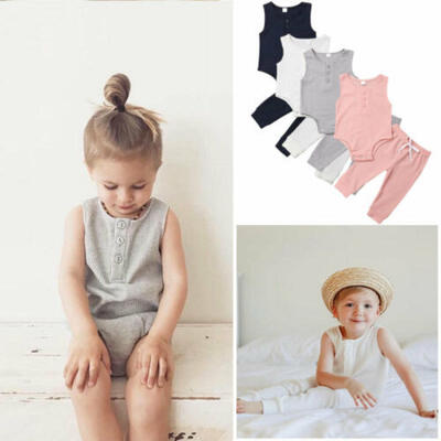 

US Infant Baby Boy Girl Kid Romper Bodysuit Vest Trousers Pants Outfit Clothes