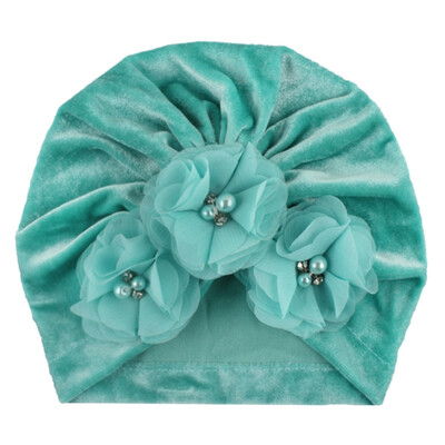 

New Autumn Soft Cute Newborn Baby Pearl Design Girls Caps Infant Casual Hat Turban Elastic Cap