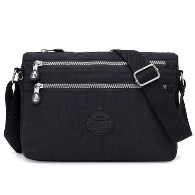 

Waterproof inclined bag lady multi-zipper cash receipt bag business bag cash receipt bag small nylon cloth lady bag