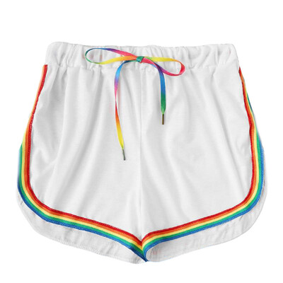 

Tailored Women Casual Rainbow Print Sport Elastic Short Pants Beach Shorts Trousers