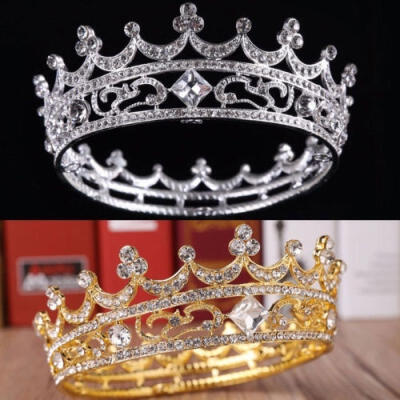 

45cm High Full Crystal King Wedding Bridal Party Pageant Prom Tiara Round Crown