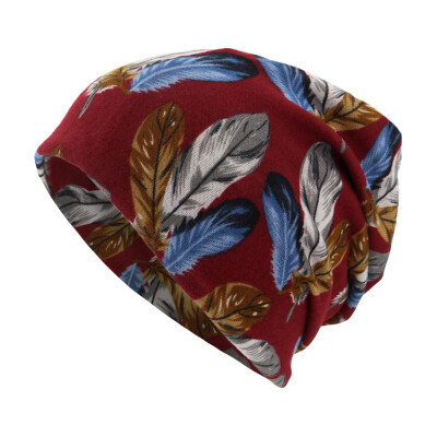 

Tailored Women Feather Print Scarf Beanie Cap Casaul Outdoor Convertible Windproof Hats