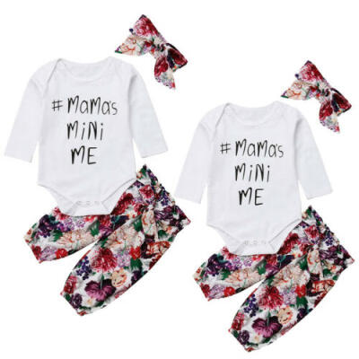 

Toddler Baby Girl Long Sleeve Bodysuit Romper Floral Pants Outfits Set Clothes