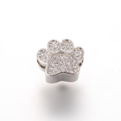 

Alloy Rhinestone European Beads Large Hole Beads Dog Footprinted Crystal 126x103mm Hole 45mm