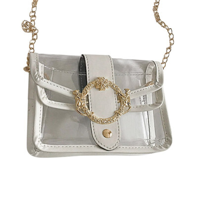 

Women Summer Transparent Jelly Bag Wild Chain Fashion Square Solid Color Shoulder Bag