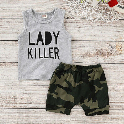 

Summer Newborn Kid Baby Boy Casual Clothes Vest Top Shorts Pants 2Pcs Outfits