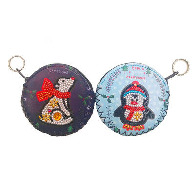 

2pcs DIY Full Drill Diamond Painting Cute Polar Bear Wallet Bag Pendants