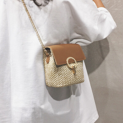 

French small bag of foreign gas bucket bag high-grade straw chain bag handbags new 2019 wild Messenger bag