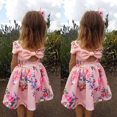 

Toddler Kids Baby Girls Floral Print Bowknot Princess Party Pageant Dress Outfit