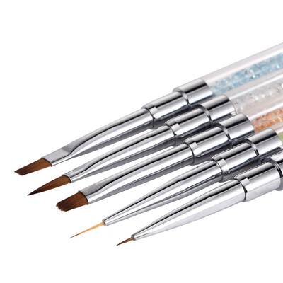 

Toponeto 5Pcs Different Size Crystal Color Handle Nail Brush Design Nail Pen