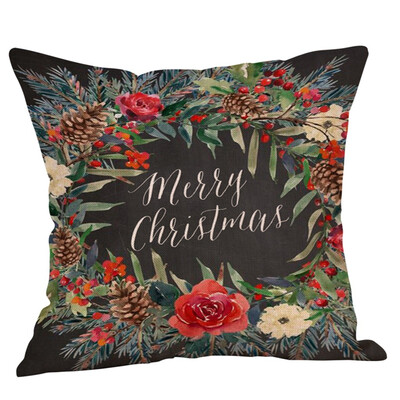 

Siaonvr Merry Christmas Pillow Cases Cotton Linen Sofa Cushion Cover Home Decor
