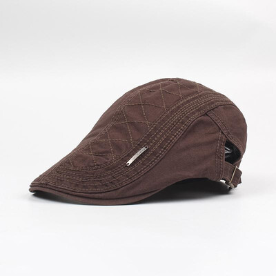 

Vintage Men Women Peaked Cap Casquette Breathable Plaid Beret Newsboy Hat Cabbie Headwear