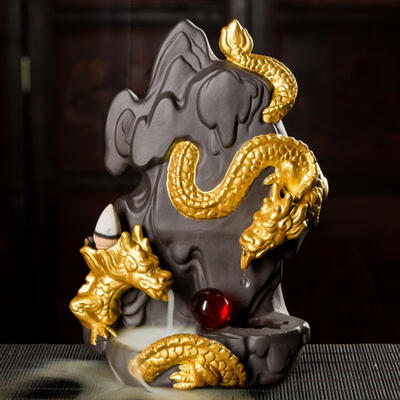 

Greensen Ceramic Backflow Incense Burner Chinese Dragon Censer Home Decoration