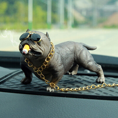

Cute Simulation Dog Pitbull Car Ornament Cartoon Auto Decor Bulldog Car Dashboard Decoration