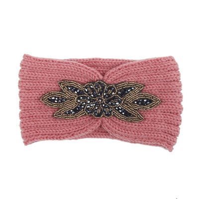

Rhinestone Flower Womens Autumn Winter Knitted Headband Hair Hoop Headwear